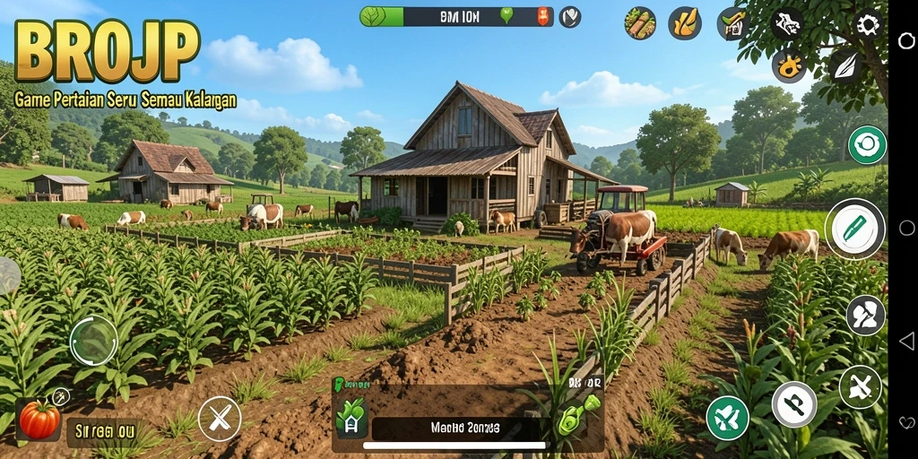 Tampilan menarik dari gameplay pertanian di BROJP.