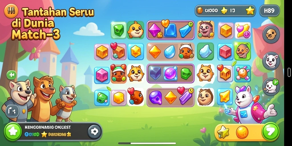 Gameplay seru H89 dengan elemen Match-3 yang menantang.
