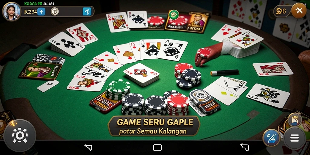 Tampilan antarmuka dan gameplay seru Gaple K234.