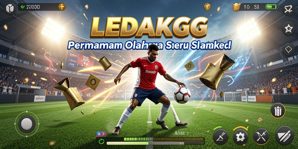 Tampilan permainan LEDAKGG yang menonjolkan aksi olahraga yang seru.