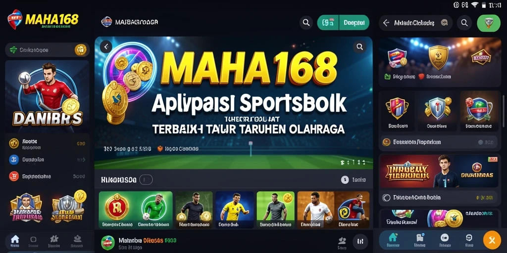Screenshot menunjukkan tampilan menarik dari aplikasi Sportsbook MAHA168.