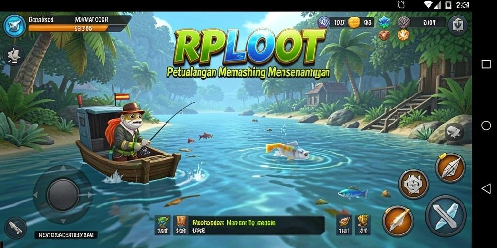 Tampilan gameplay RPLOOT yang memukau saat menangkap ikan.